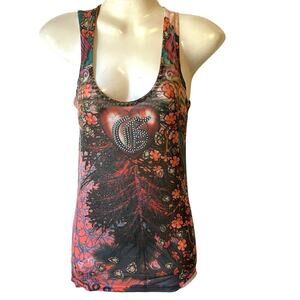 Vintage Guess Y2K Cami TankTop S FloralPrint Stretch Beach Summer Travel Casual